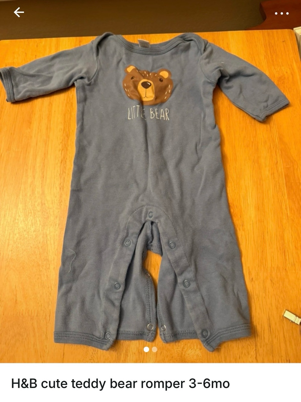 Blue "Little Bear" Baby One-Piece Romper 3-6